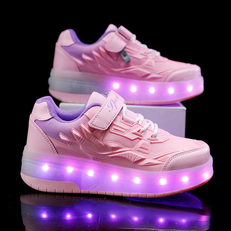 Children's LED Light Roller Skates – Multi-Functional Detachable Wheel Shoes, Size 29-41 for Students