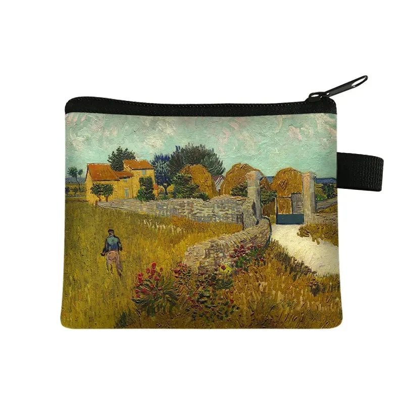 Vintage Oil Painting Floral Coin Purse Mini Clutch Wallet – Bohemian Nylon Organizer Wallet for Women