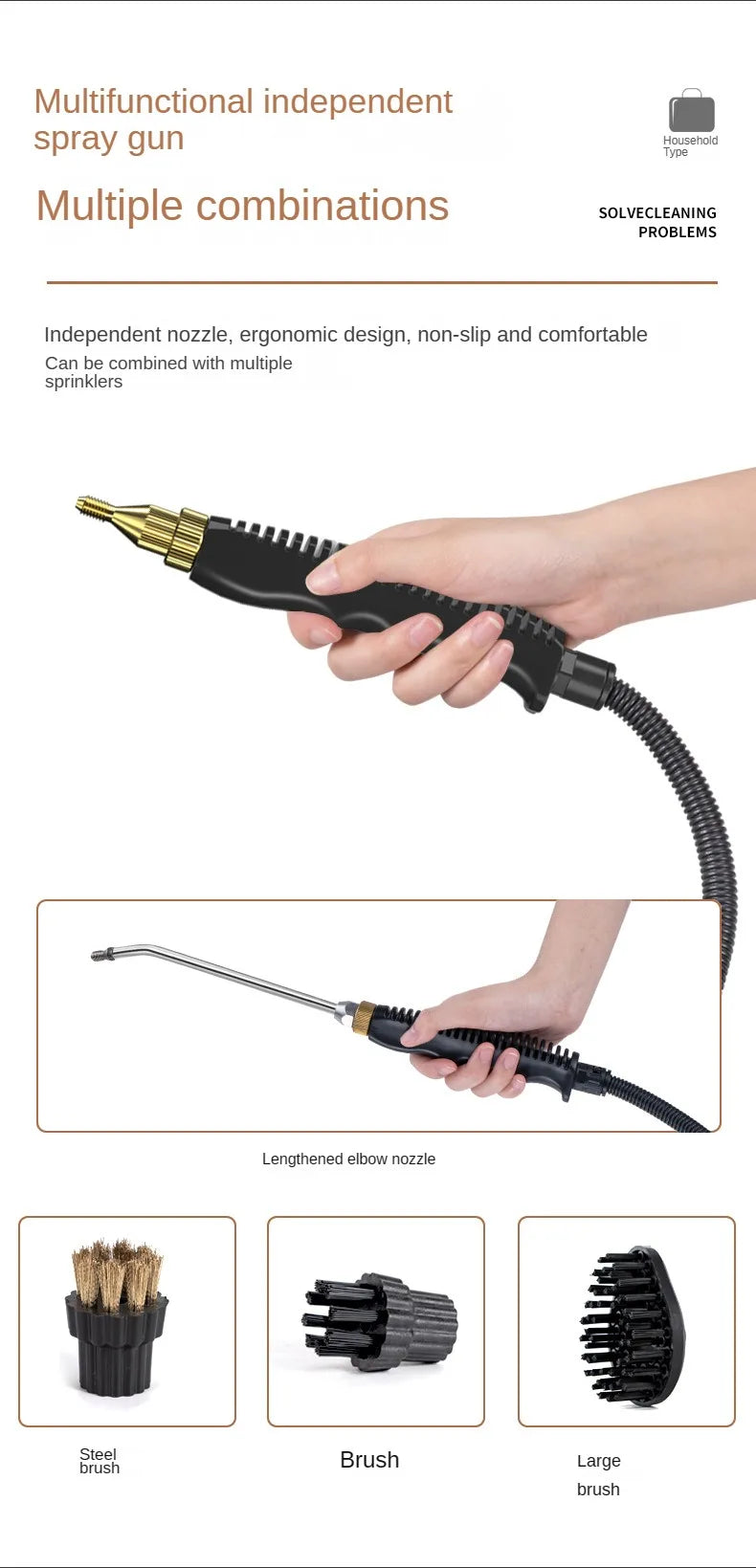 Steam Cleaner – High Temperature Sterilization for AC, Kitchen Hood & Car (110V US / 220V EU)
