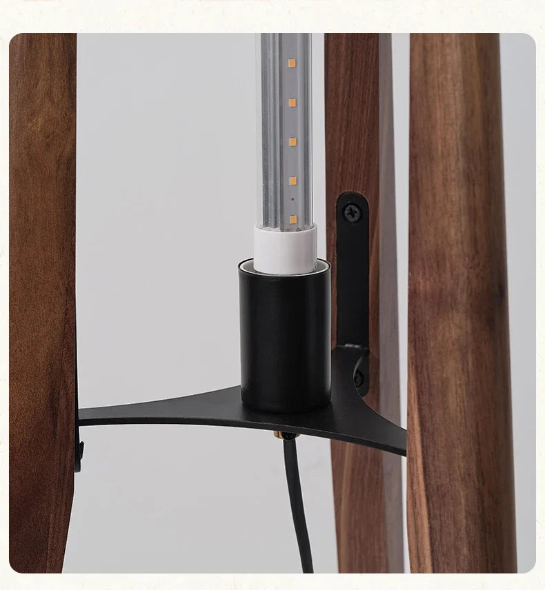 Wood Floor Lamp – Slim Fabric Shade Design