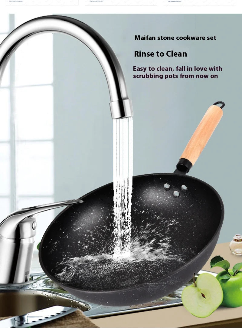 3-Piece Nonstick Cookware Set – Wok, Soup Pot & Frying Pan