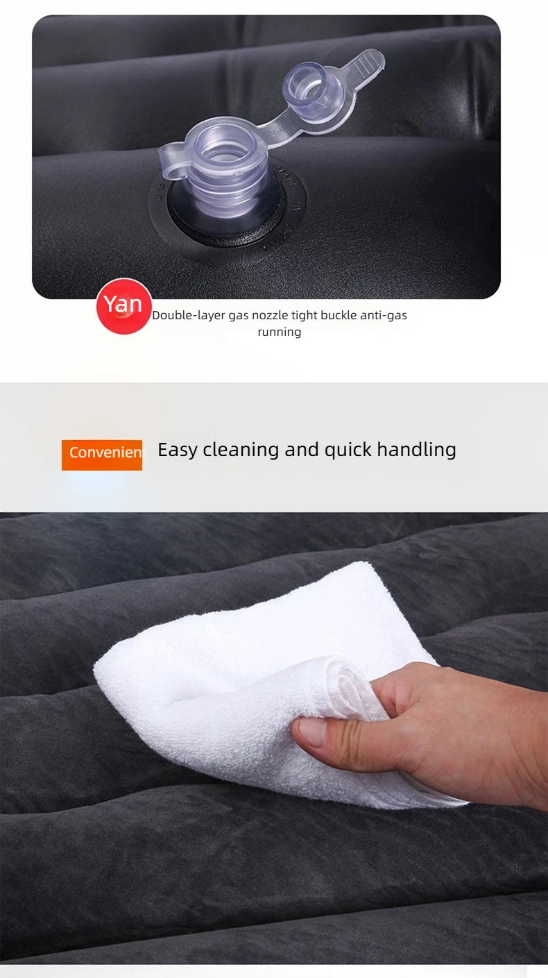 Car Inflatable Mattress – Soft Fabric Backseat Air Bed for Road Trips & Camping, Multiple Colors