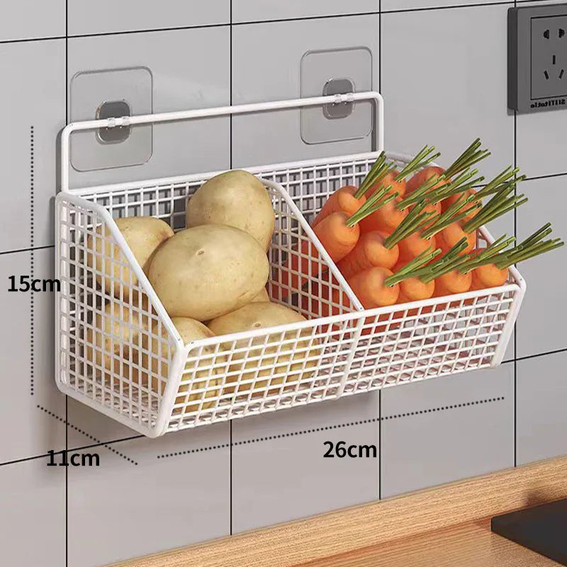 Wall-Mounted Kitchen Storage Rack — Vegetables, Fruits, Spice & Condiment Organizer Shelf