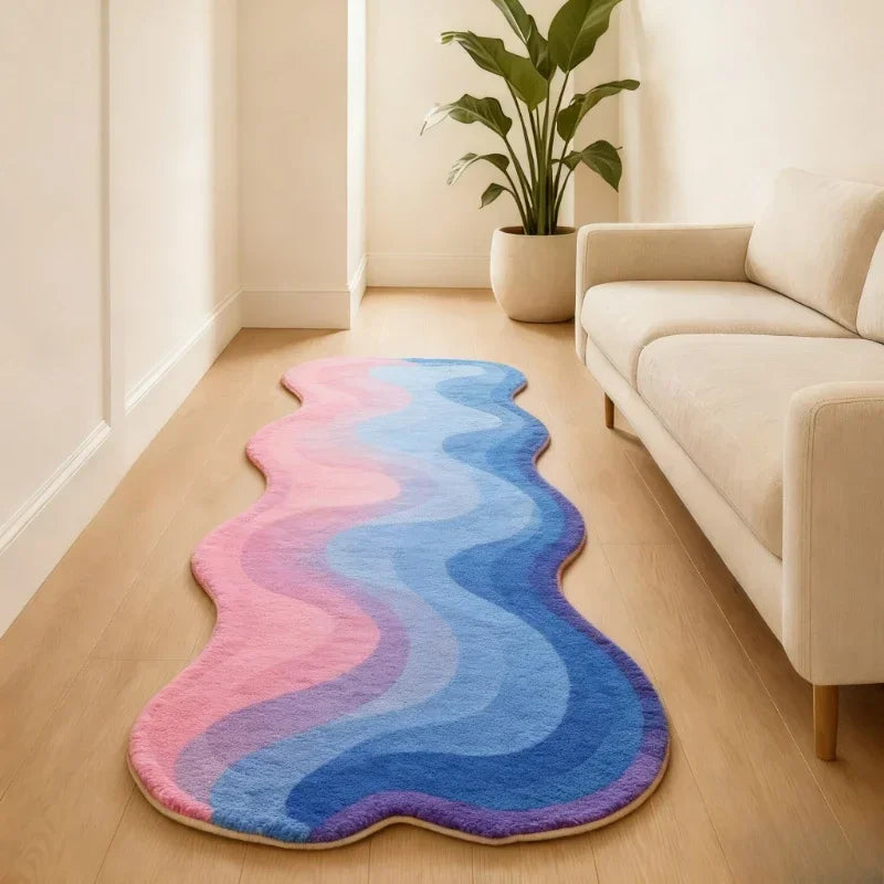 VIKAMA Gradient Wave Rug – Non-Slip Bedroom & Living Room Mat