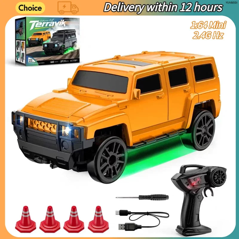 1/64 Scale Mini 4WD RC Drift Racing Car – Type-C Rechargeable Desktop Racer