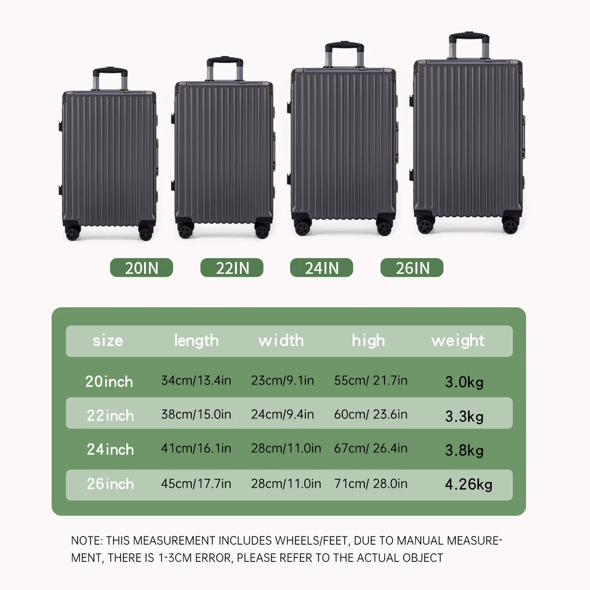 Aluminum Frame Trolley Luggage – USB & Combination Lock