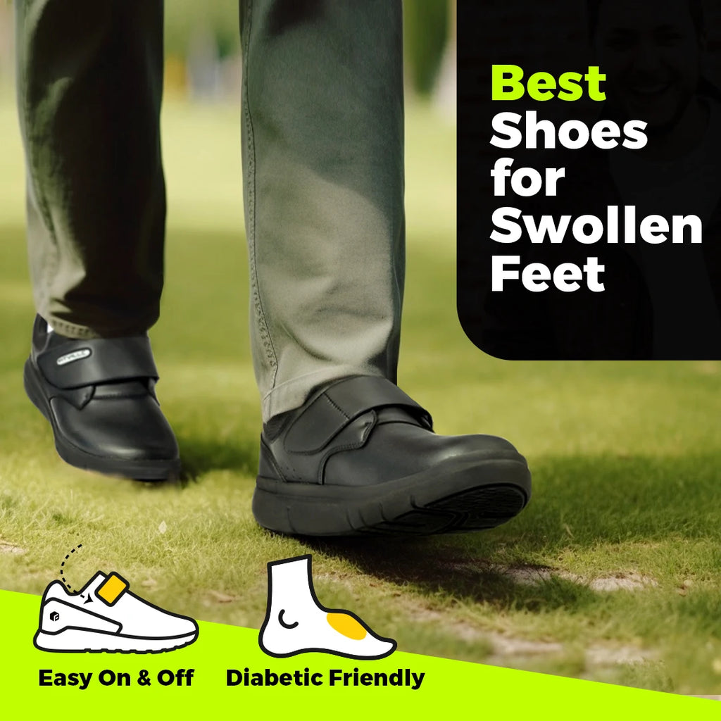 FitVille Men's Wide Diabetic Leather Shoes – Slip-On Orthopedic Footwear for Swollen Feet, Neuropathy & Foot Pain Relief