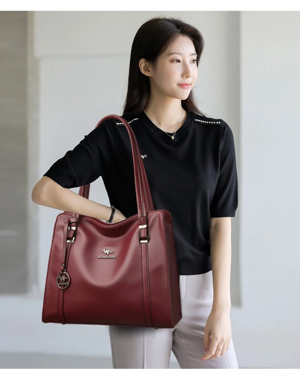 Luxury Soft PU Leather Tote Bag – Large Capacity Sequin Crossbody Shoulder Bag for Women