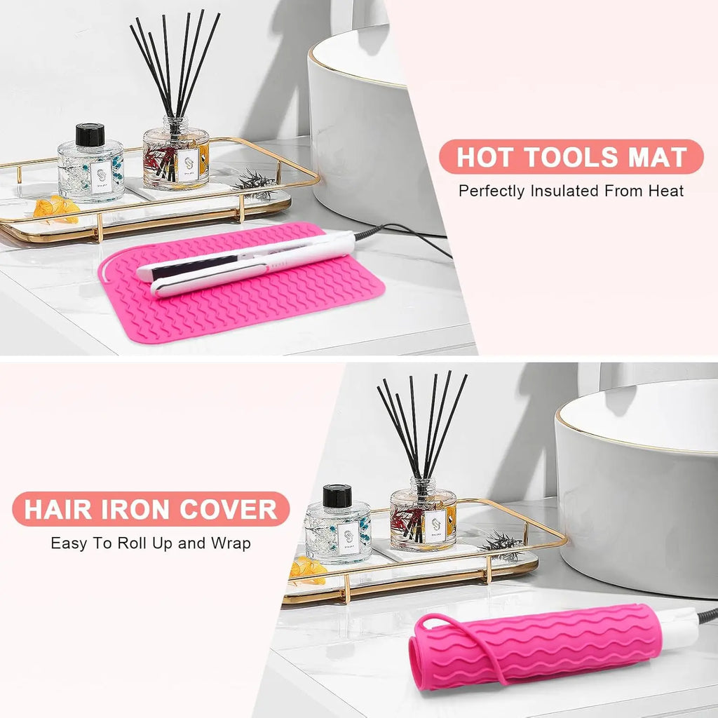 Silicone Heat Resistant Mat — Travel Hair Tool Pad for Flat Iron & Curling Iron
