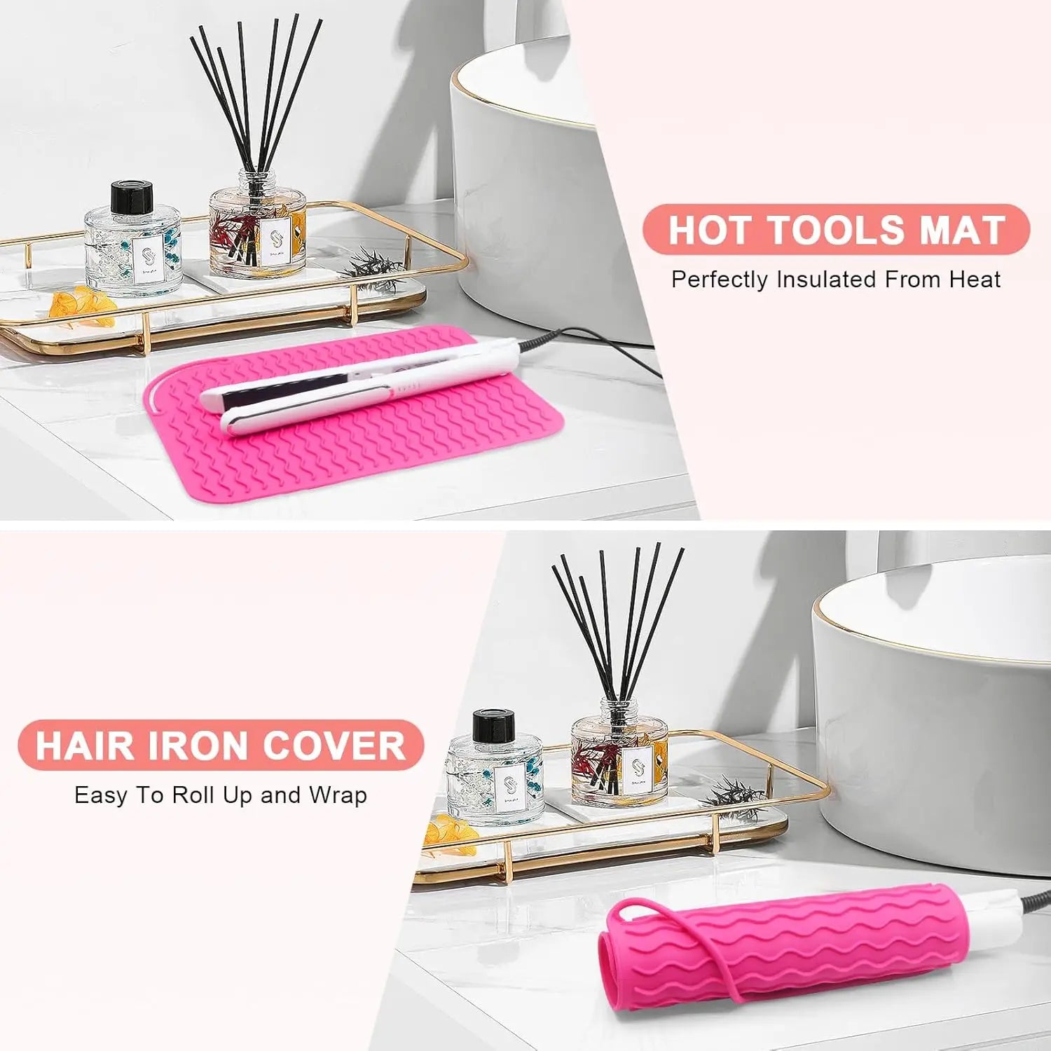 Silicone Heat Resistant Mat — Travel Hair Tool Pad for Flat Iron & Curling Iron
