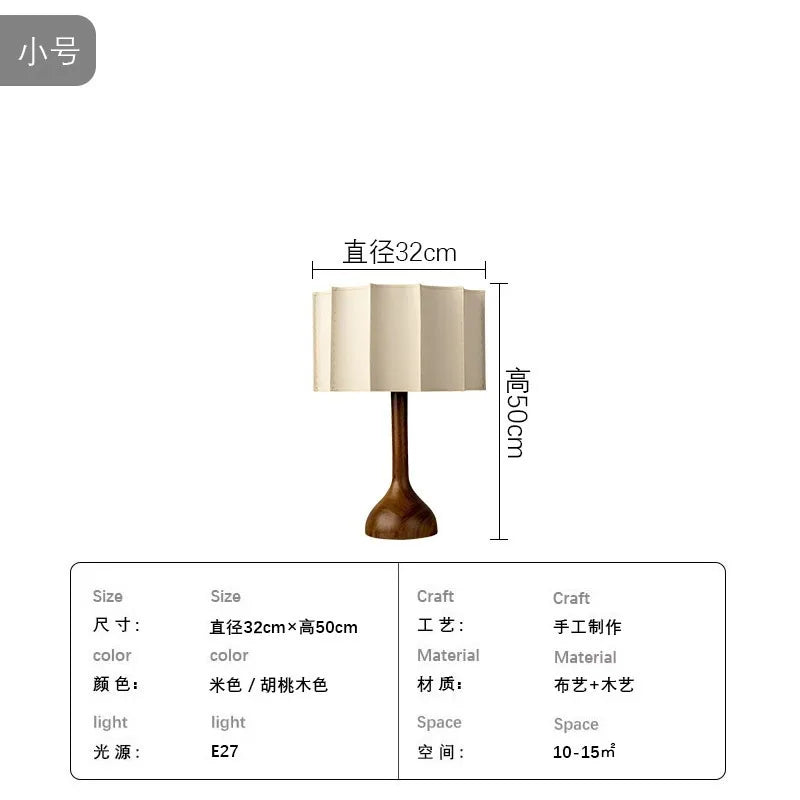 Wood Base Lamp – Pleated Fabric Table & Floor