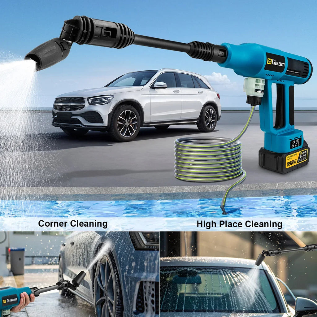 250 Bar Brushless Electric Pressure Washer Gun – 4-Speed Digital, 7L/min, Makita 18V Compatible, Foam Cannon Kit