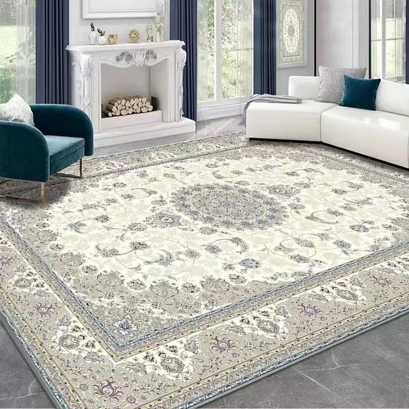 French Retro Persian Carpet – Crystal Velvet Non-Slip Large Area Rug for Living Room & Bedroom