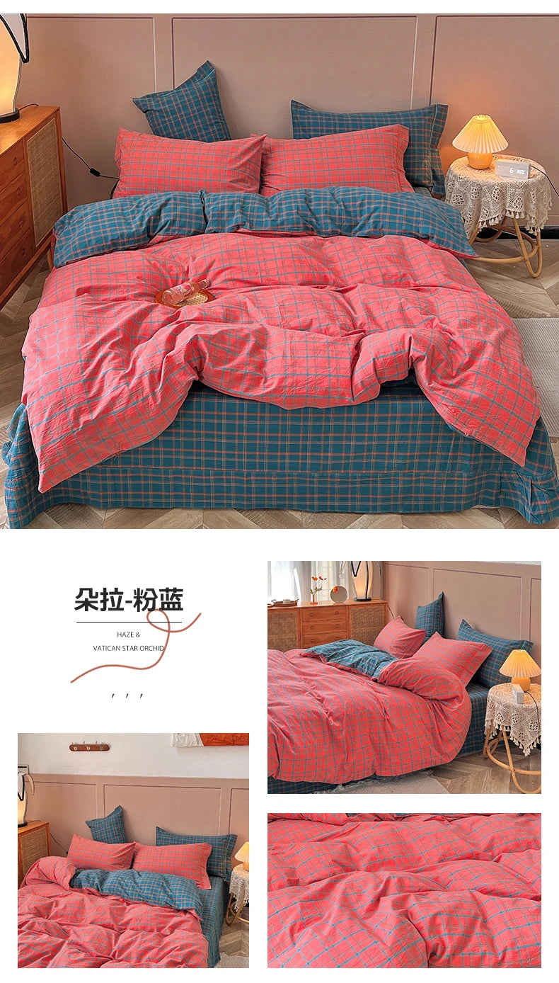 100% Cotton Plaid Duvet Cover – 160x210 to 220x240, Quilt Cover (Pillowcase Sold Separately)