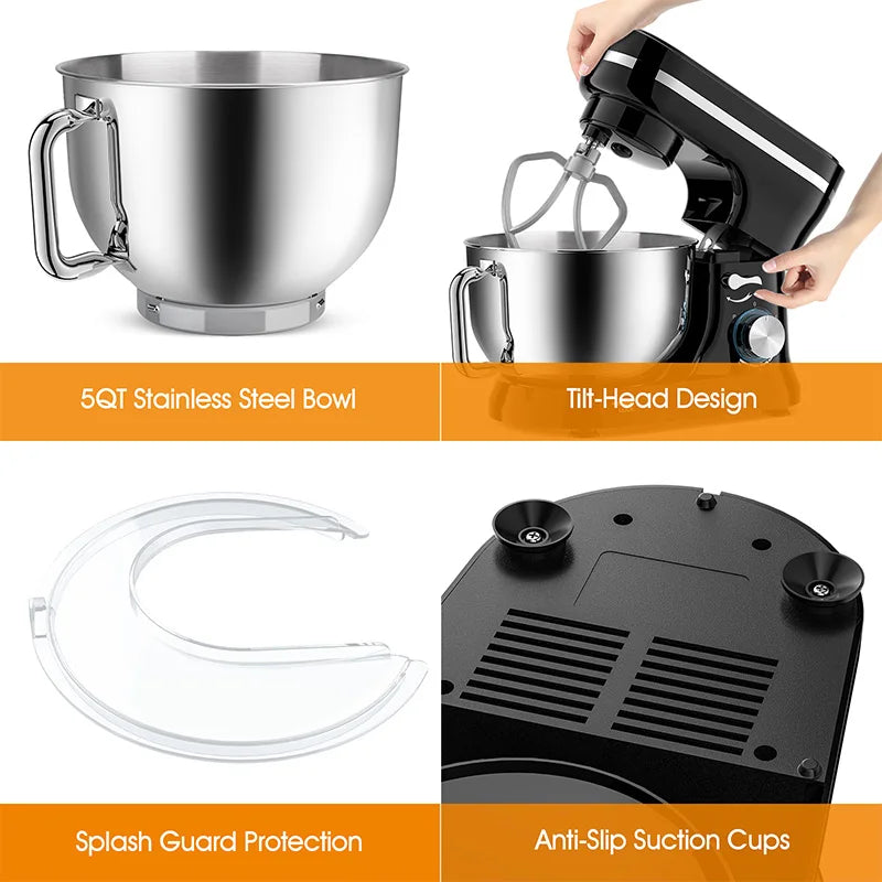 1000W Stand Mixer & Food Processor – 8+P Speed Electric Blender, Egg Whisk, Desktop Kitchen Mixer with Bowl