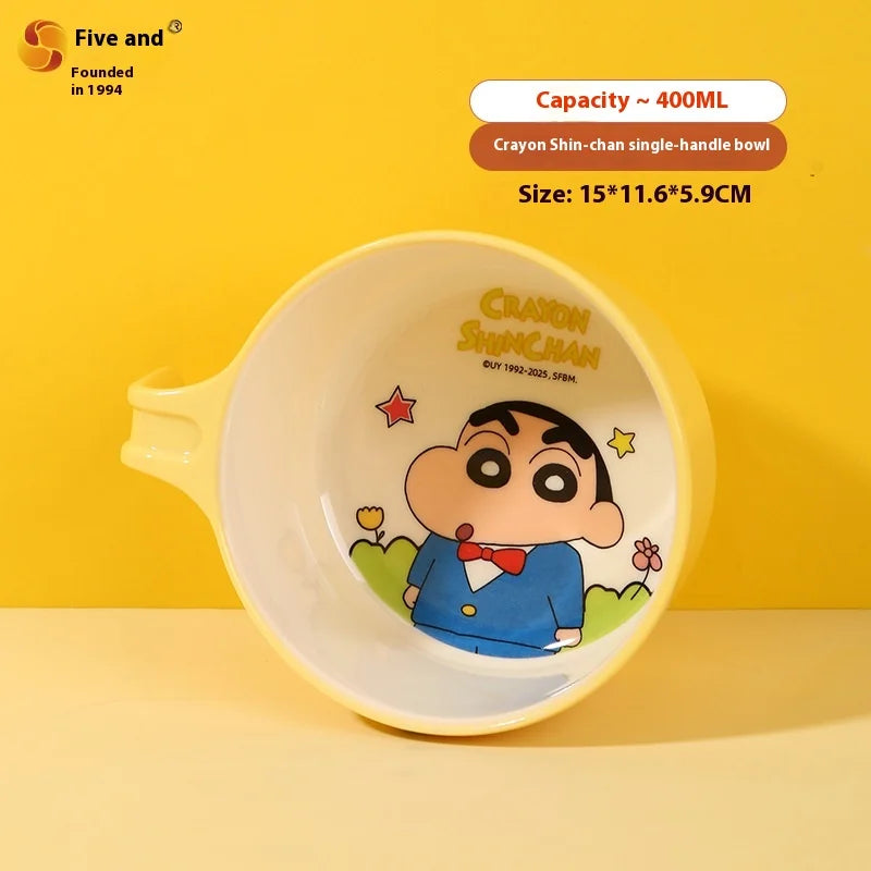 Crayon Cartoon Children's Bowl Set — Soup Bowl & Divided Plate