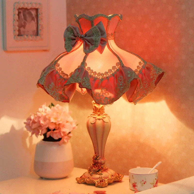Pink Table Lamp – Decorative Fabric Shade