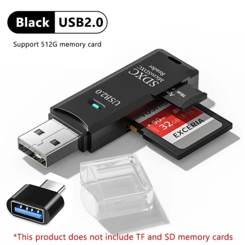 USB 3.0 Multi-Card Reader & Hub Adapter – SD, TF, MiniSD, Flash Drive for PC & Laptop