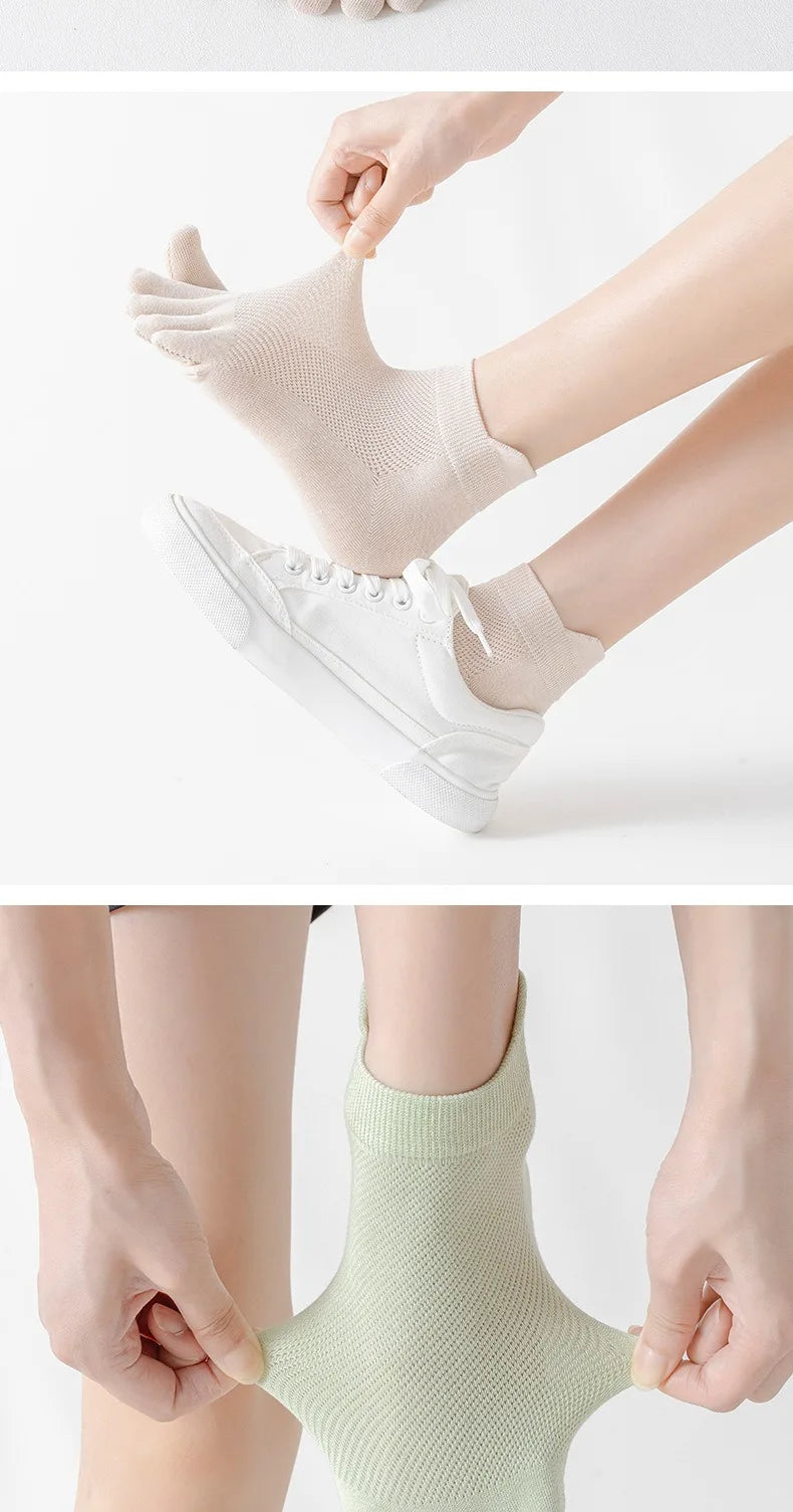 Women's Cotton Toe Socks – Breathable Mesh