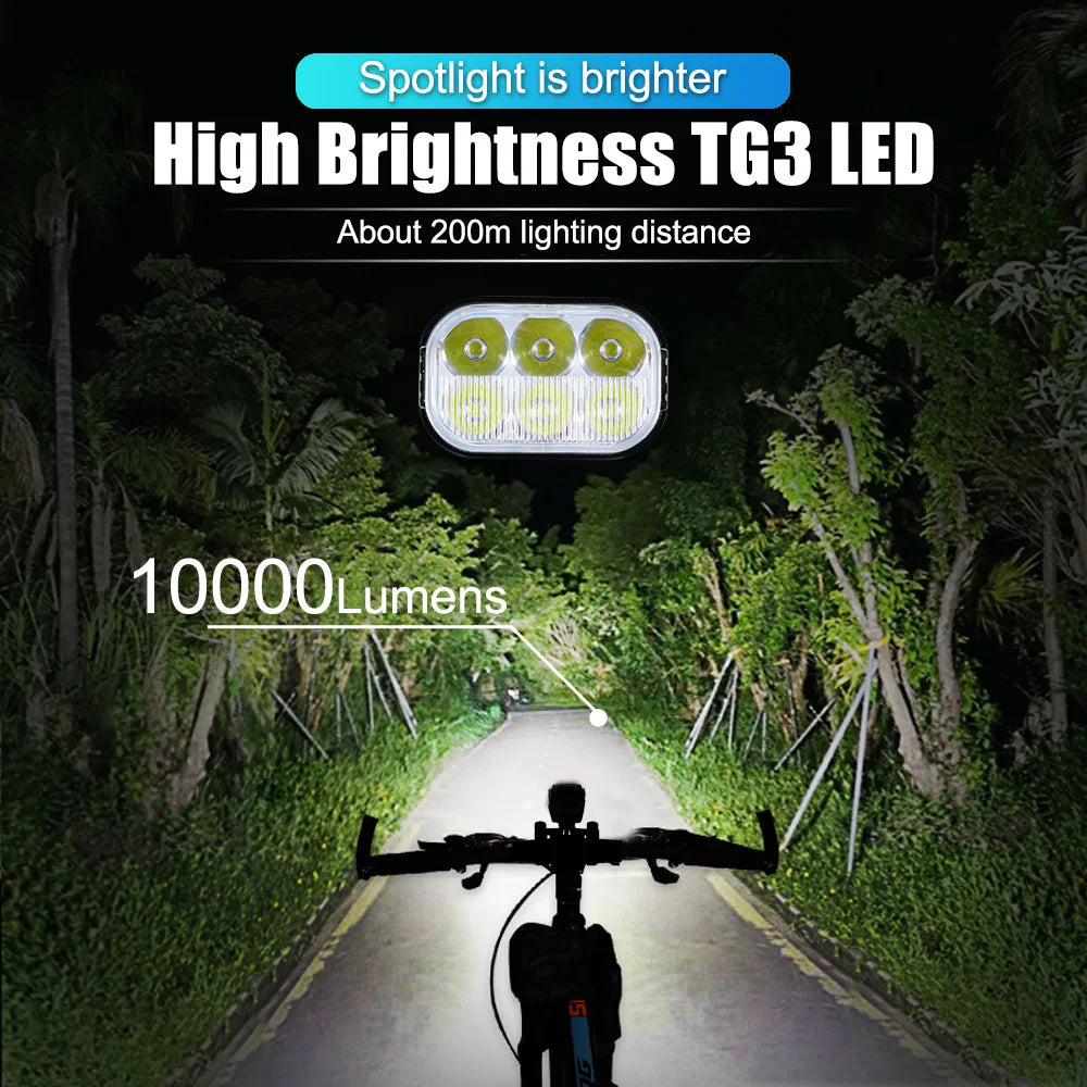 NEWBOLER 10000mAh Smart Bicycle Light – 10000LM Waterproof USB Rechargeable MTB Road Cycling Lamp