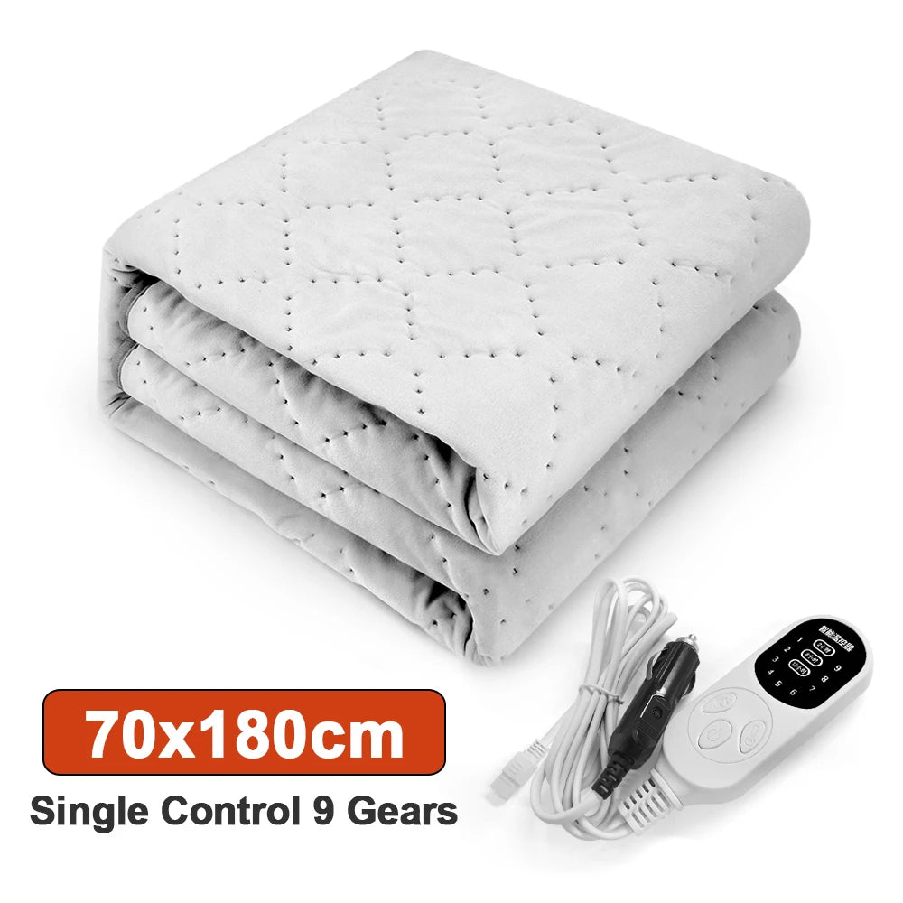 12V Car Electric Heated Blanket – Adjustable Heating Travel Blanket for Car, Camping & Outdoor