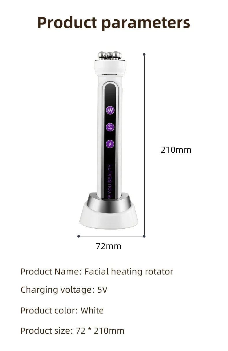 360° Rotating EMS Facial Massager with LED Phototherapy & Heat – Face Lift, Skin Tightening & Anti-Wrinkle Beauty Device