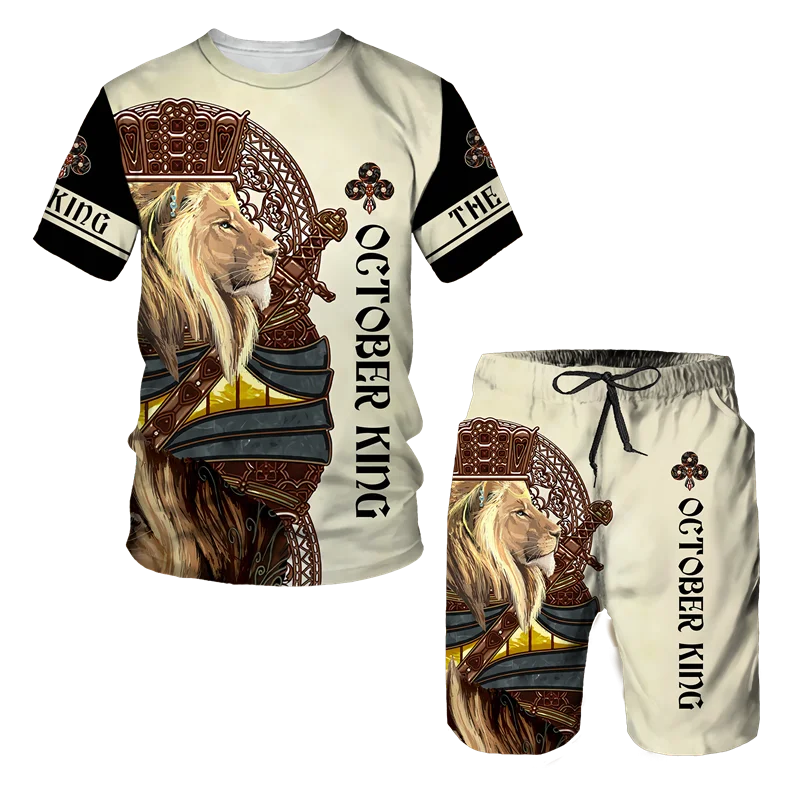 Men's 3D Tiger Print Short Sleeve T-Shirt & Shorts Set – Casual Sportswear