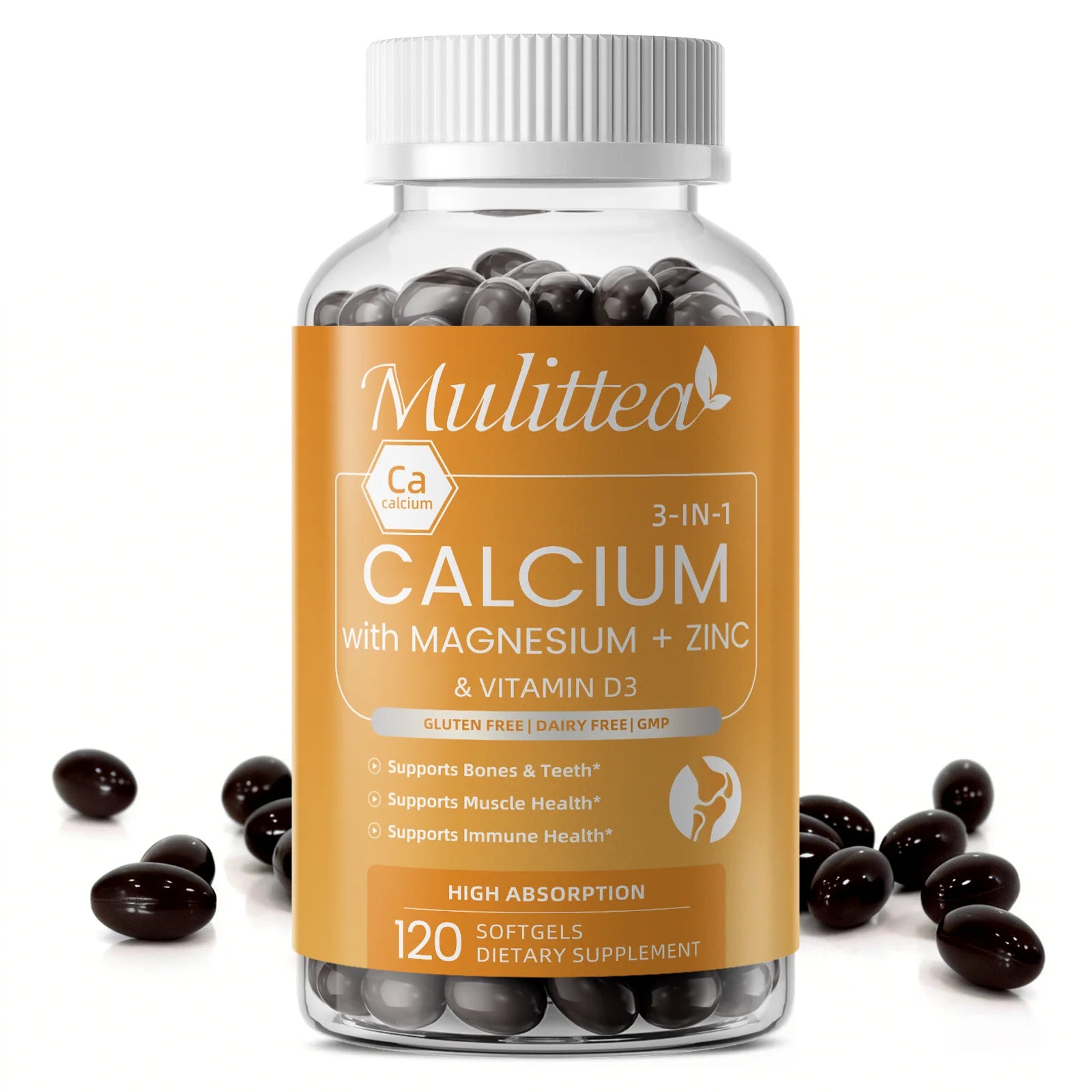 Calcium, Magnesium, Zinc & D3K2 Capsules – Bone, Muscle, Joint & Immune Support, 60 or 120 Capsules