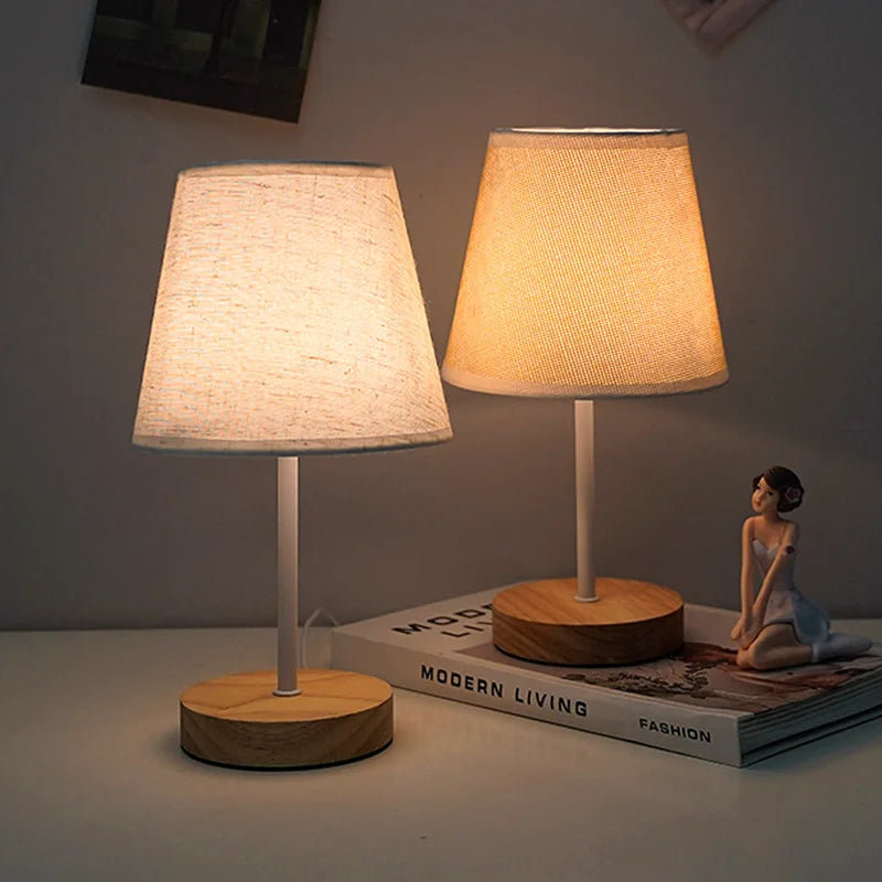 Fabric Shade Table Lamp – Compact LED Bedside Light