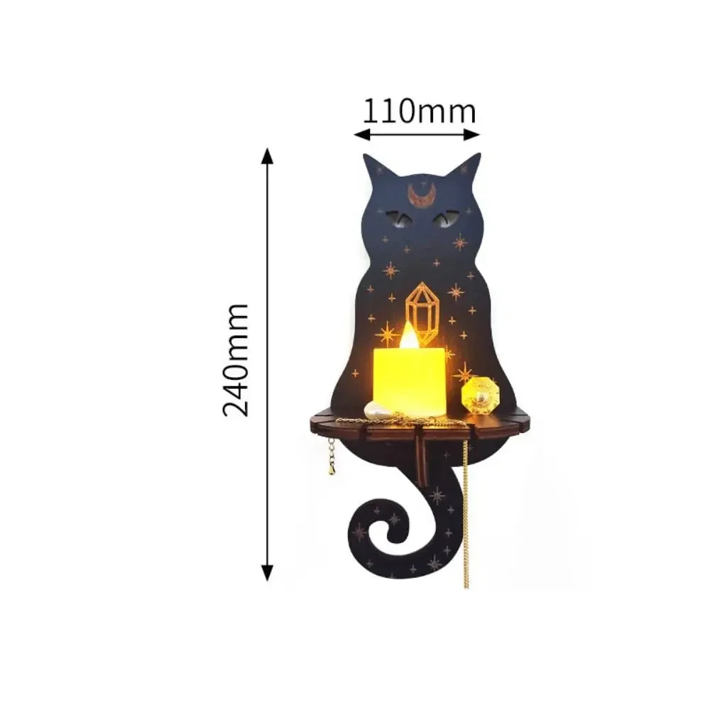 Wooden Carved Wall Shelf & Candle Holder — Hanging Display Stand for Home Decor