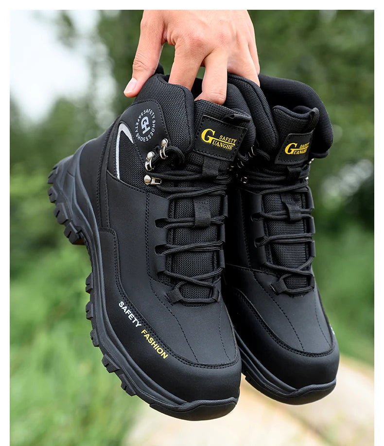 Men's Button-Closure Synthetic Work Shoes