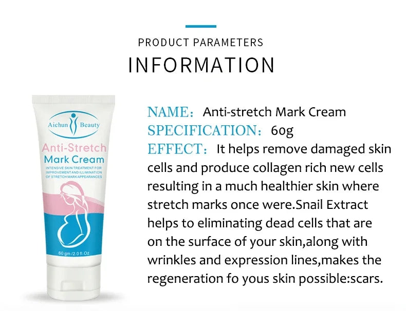 Snail Removes Stretch Mark Cream — Postpartum Repair, Anti-Aging & Firming Body Cream 60g