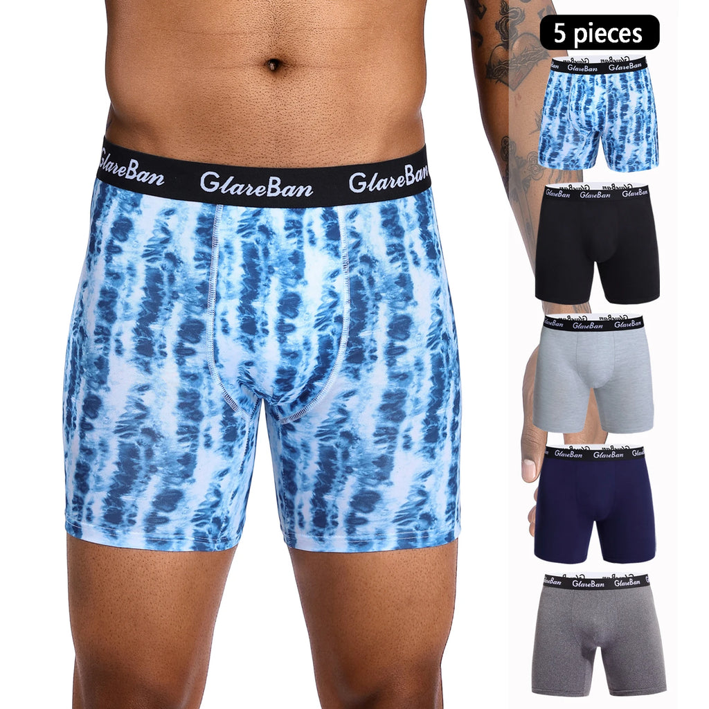 Men's Long-Leg Stretch Boxer Briefs, 5-Pack