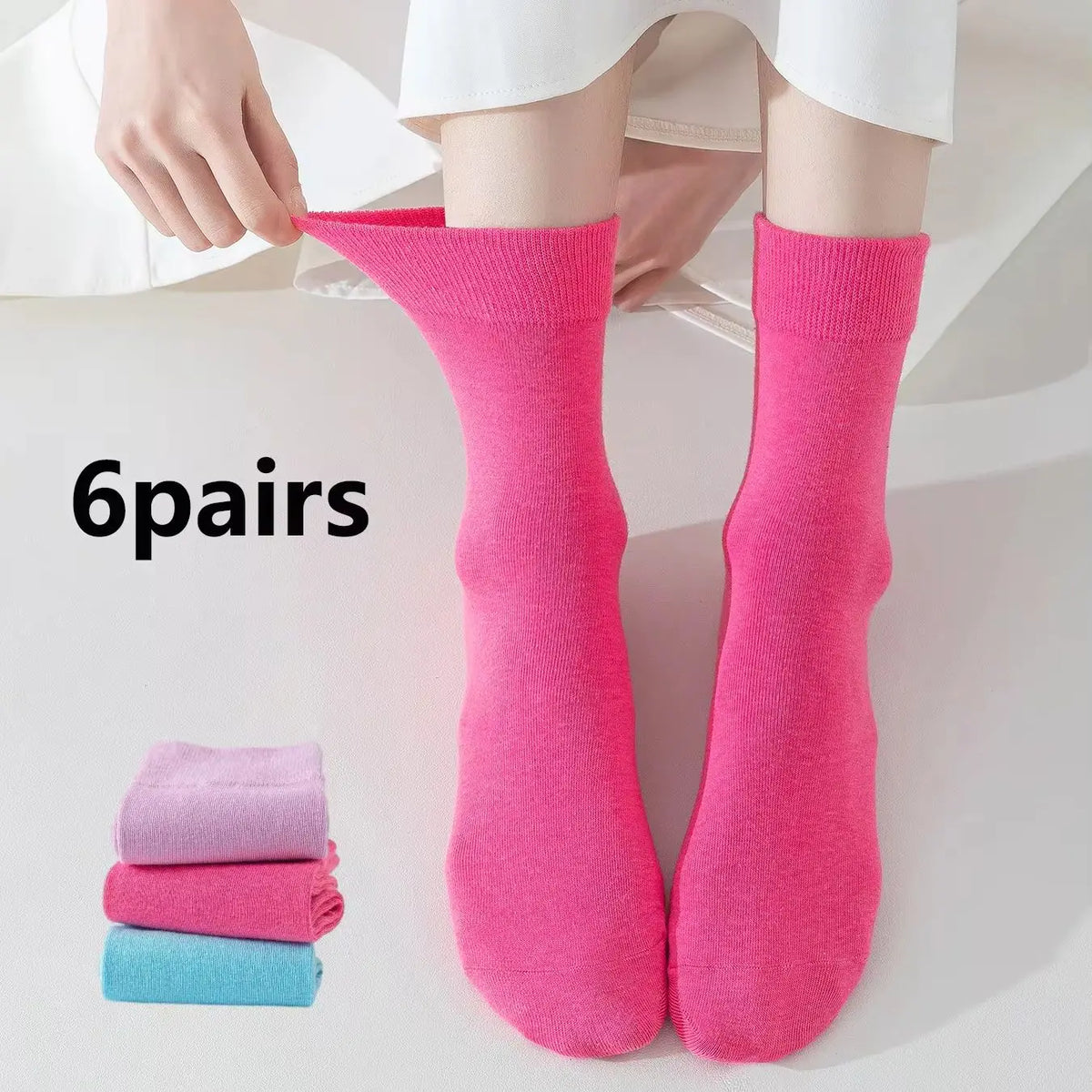 Women's Diabetic Non-Binding Cotton Crew Socks – 6 Pairs Loose-Fit, Comfortable & Ventilated for All Occasions