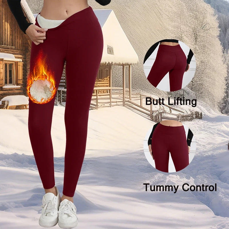 Women's Fleece Velvet Leggings – Warm Thickened High Waist Tights for Autumn & Winter