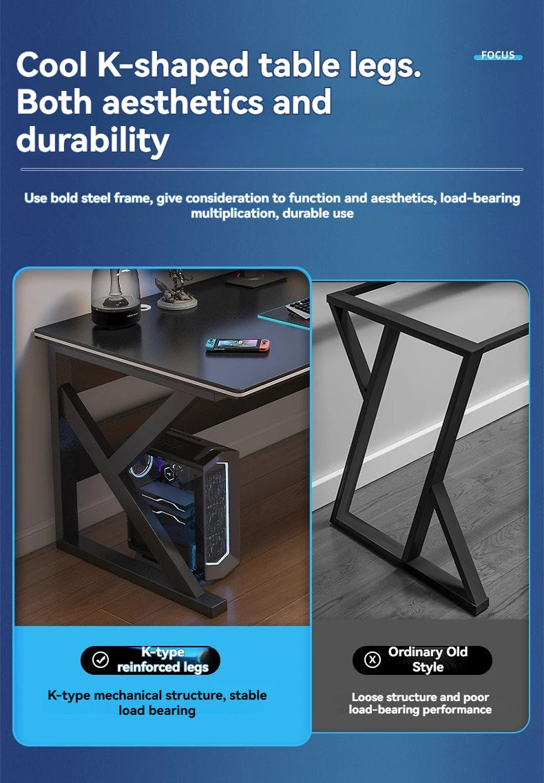 Simple Computer Desk — Metal Frame Home Office, Student, Gaming & E-Sports Workbench