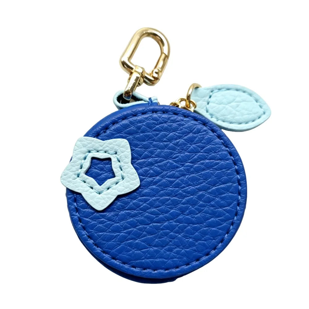 Cute Fruit Shape Leather Coin Purse – Mini Zipper Earphone Bag, Keychain Pendant Wallet for Women & Girls