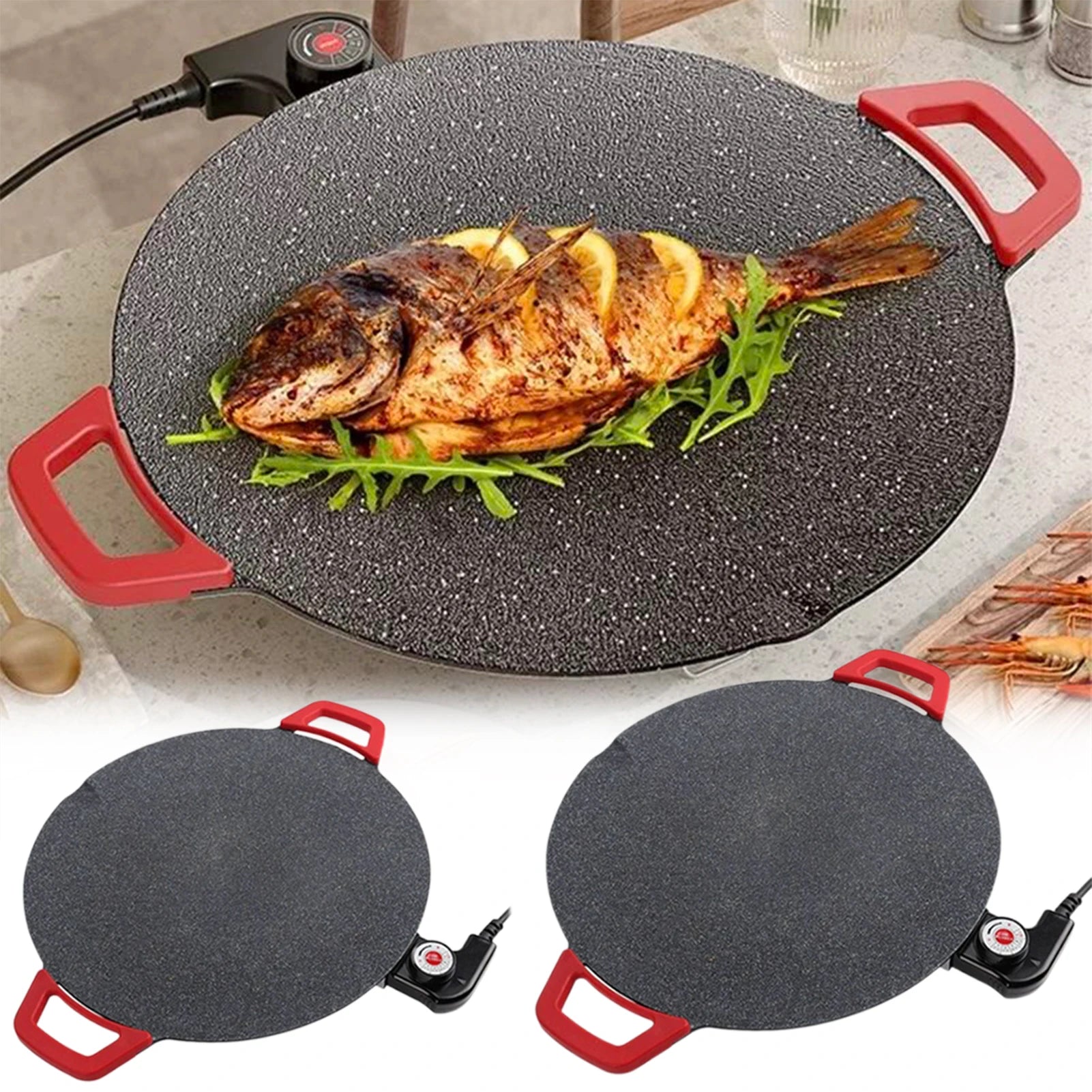 Electric Indoor Non-Stick BBQ Griddle Pan – Portable Countertop Grill for Family Gatherings