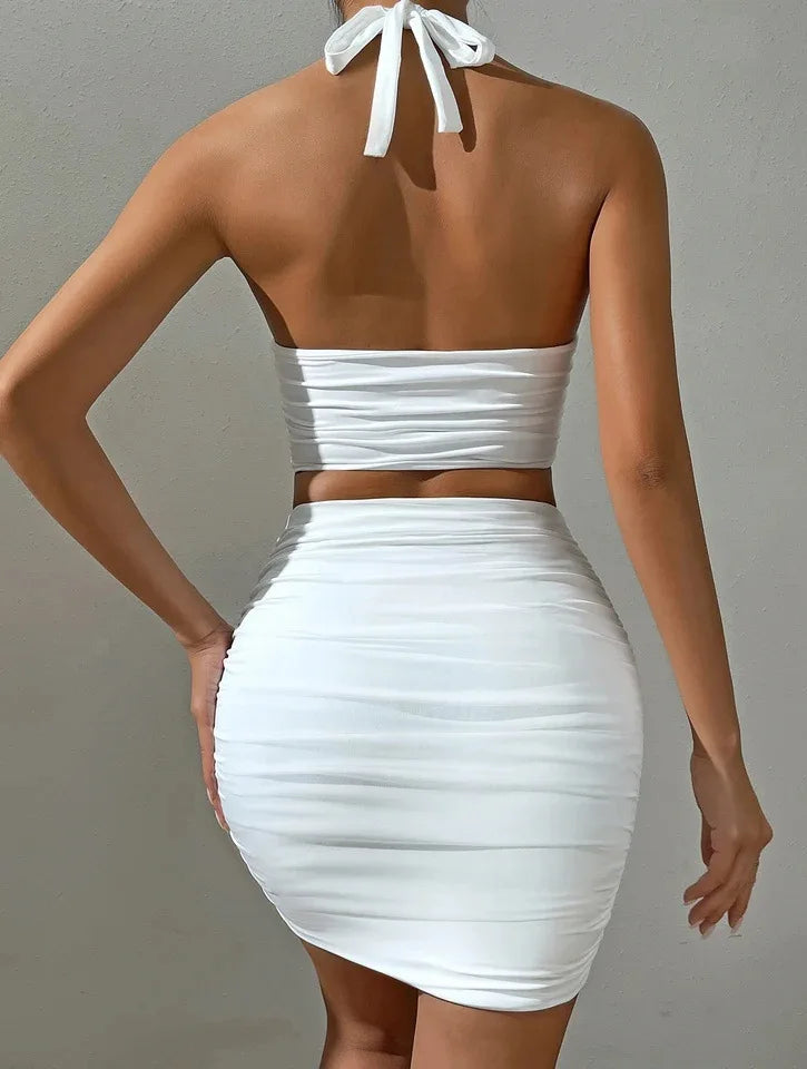 Sleeveless Vest & Skirt Set — Strapless Fashion Two-Piece Women’s Outfit