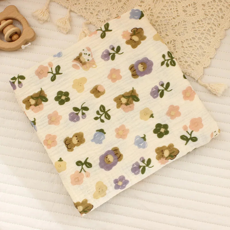 Cartoon Print Cotton Muslin Baby Swaddle Blanket – Soft Breathable Newborn Receiving Blanket