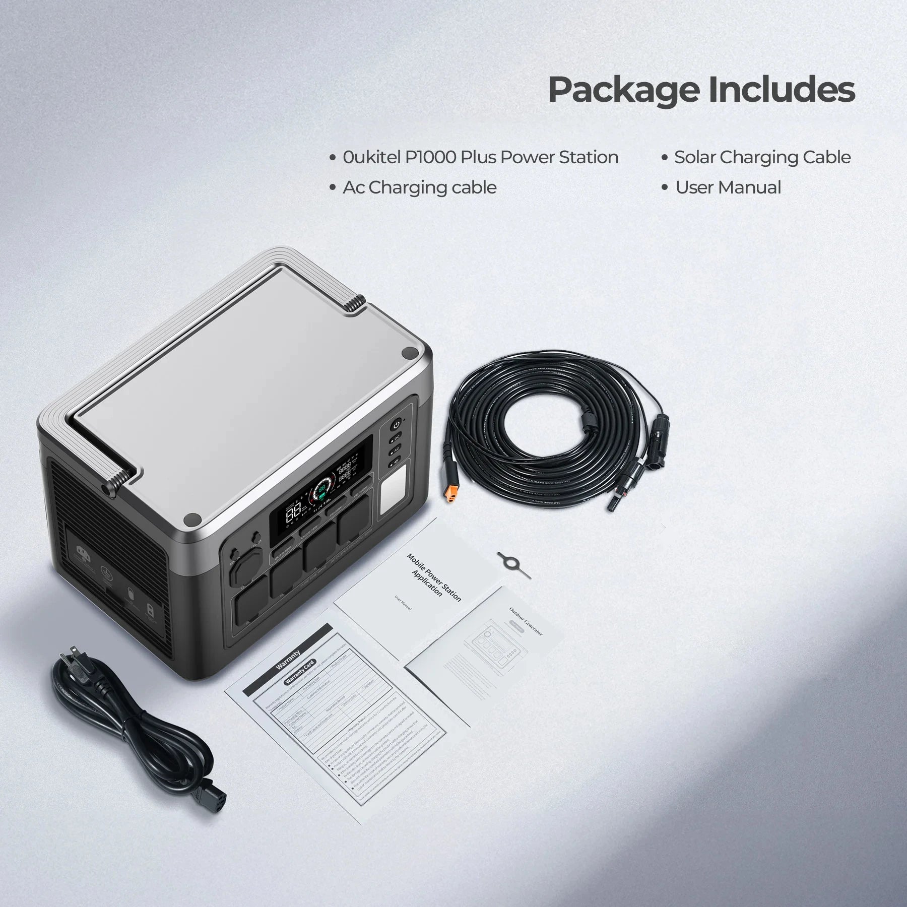 OUKITEL P1000 PLUS Portable Power Station — 1800W 1024Wh LiFePO4 Solar Generator with App Control