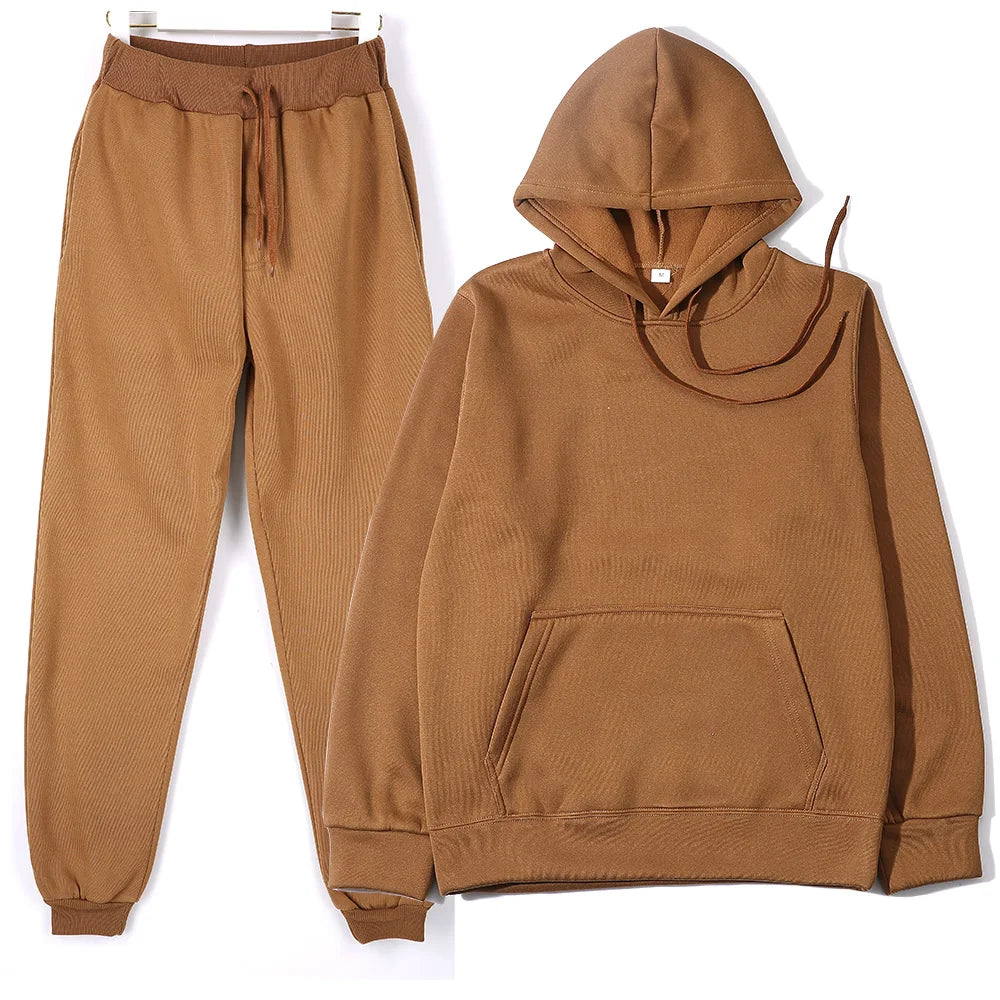 Men's Solid Color Hoodie & Pants Tracksuit Set – Fashionable Casual Sport (S–3XL)