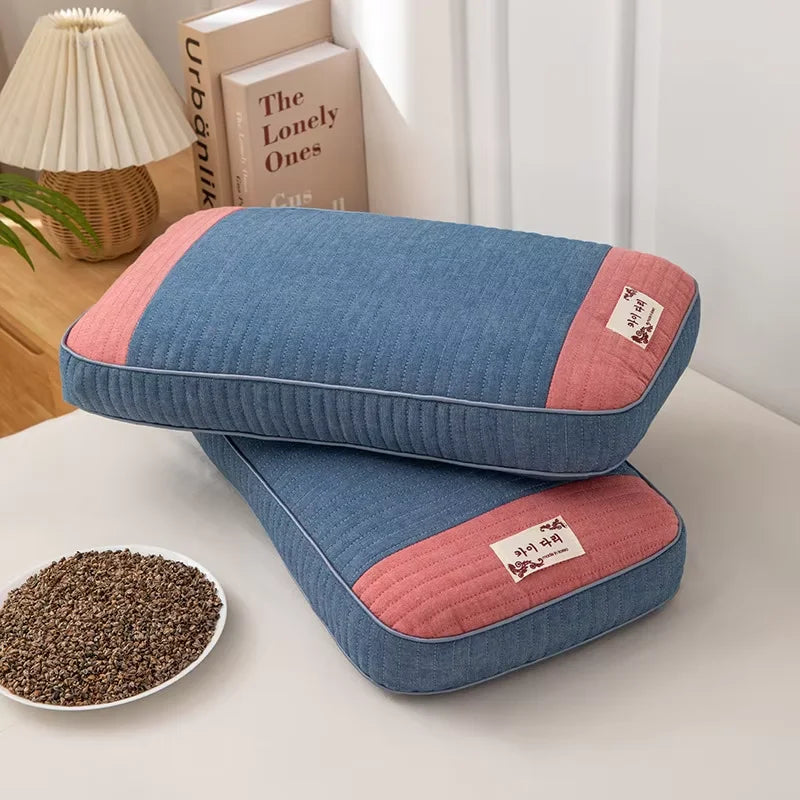 Buckwheat Pillow – Traditional Sobakawa Organic Cotton Standard Size, Cool Sleep Support