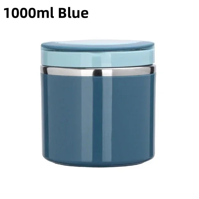 JUSTINLAU 630ml/1000ml Insulated Food Thermal Jar – Stainless Steel Soup Thermos with Bowl Lid, 6–12Hr Hot
