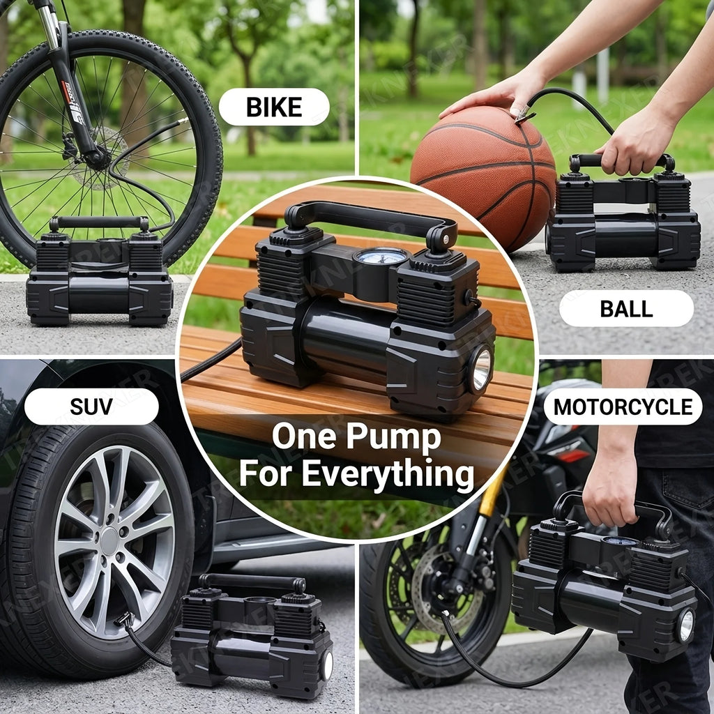 12V Portable Tire Inflator with Digital or Pointer Gauge