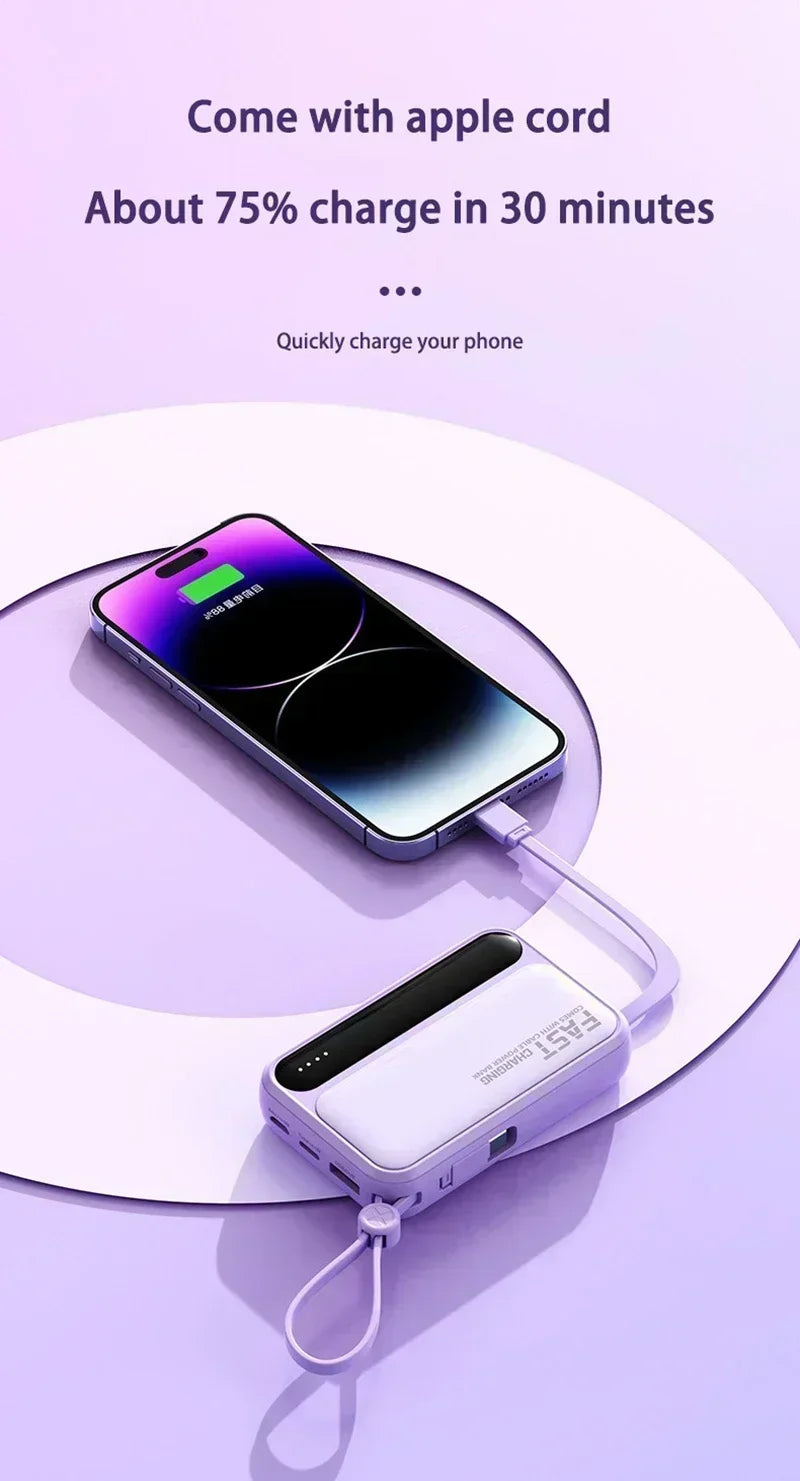VIVO 500000mAh Power Bank – Built-in 4 Cables Super Fast Charging Portable External Battery 2026