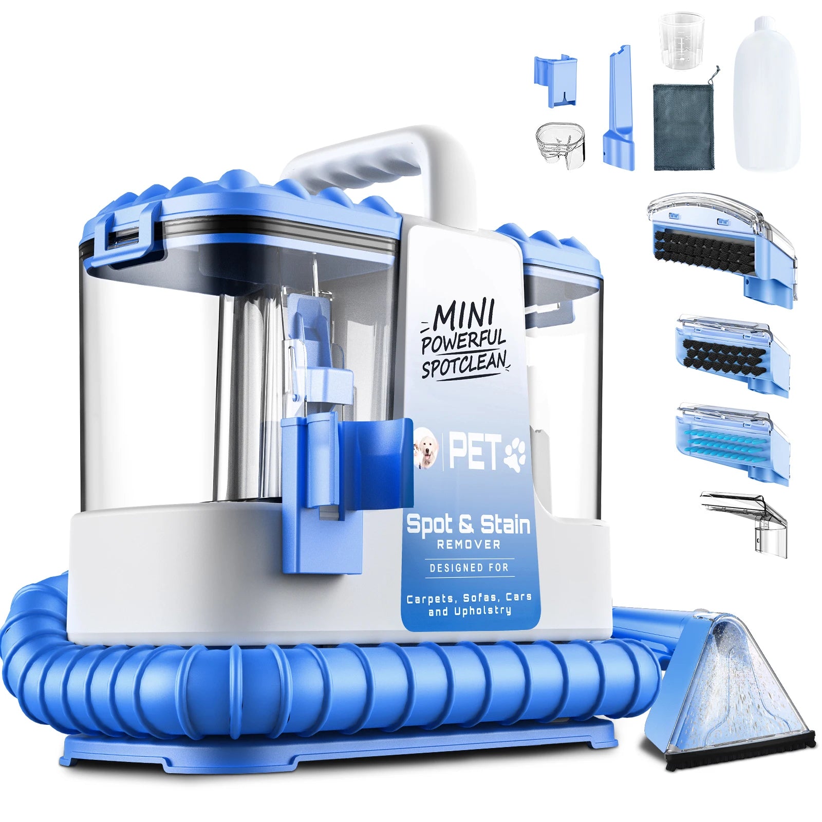 Carpet & Upholstery Cleaner Machine — 32Kpa Powerful Suction, 5 Cleaning Tools, Lightweight for Rug, Car Seats, Pets & Stairs