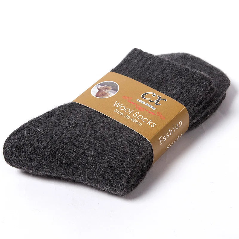 Thick Wool-Blend Winter Socks in Solid Colors