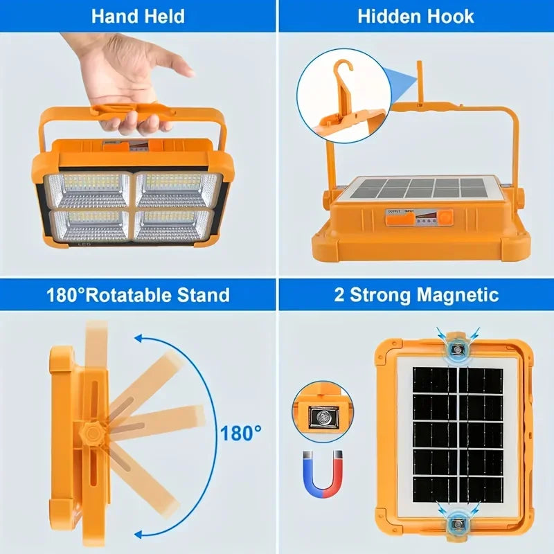 2000W Solar Rechargeable Outdoor LED Camping Lantern