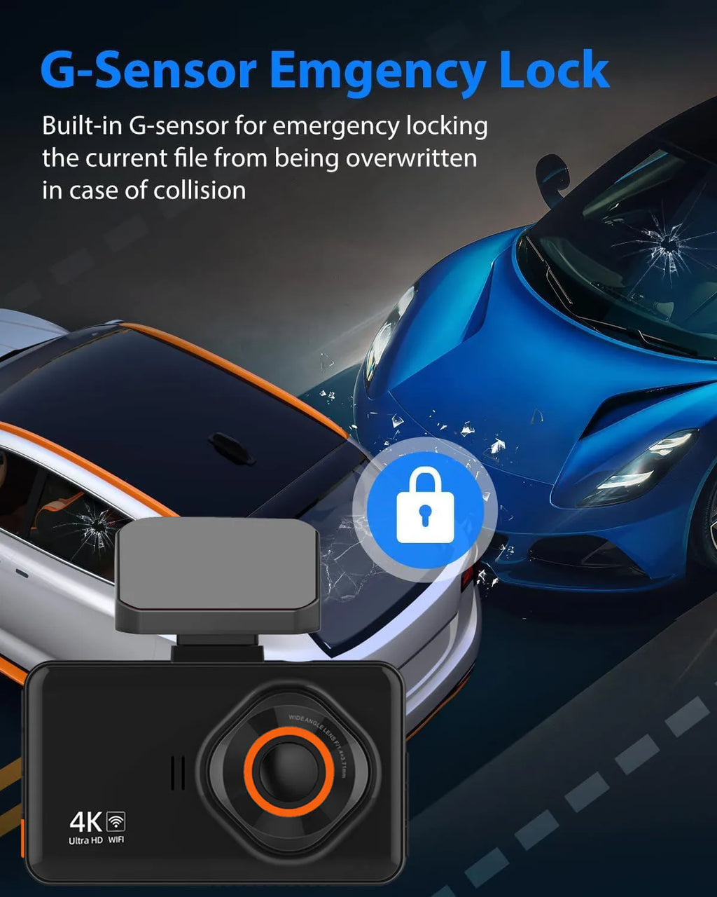 UHD 4K+2.5K Dual Lens Dash Cam – WiFi, GPS, WDR Night Vision, Mini Car DVR Black Box
